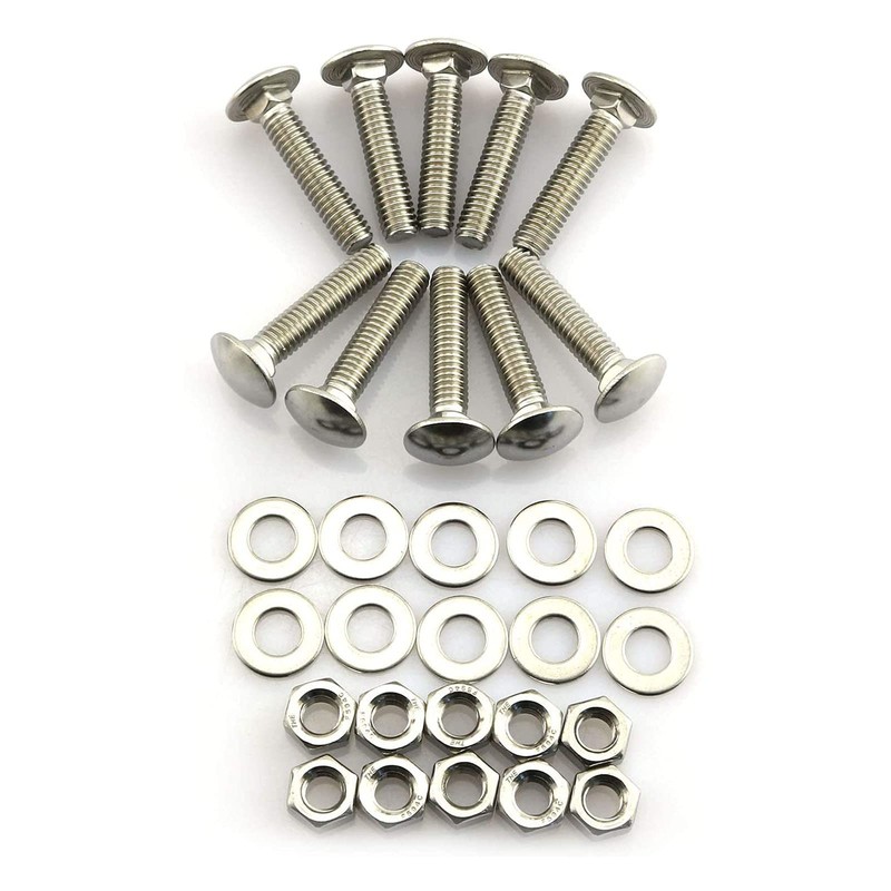 20 Sets Long Square-Neck Carriage Bolts Set,Carriage Bolts Set w/Nuts