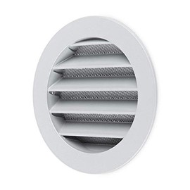 calimaero WSGG 4" Inch Grey Round Metal Air Vent Grill Cover Flat Louver with Fly Screen