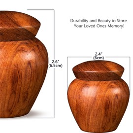 2 Pcs Small Urns for Ashes, Keepsake Urns Pet Ashes, Mini Wood Grain Memorial Urn for Family & Loved Ones Burial Ash Storage, Hold 4.5Cubic Inches of Ashes