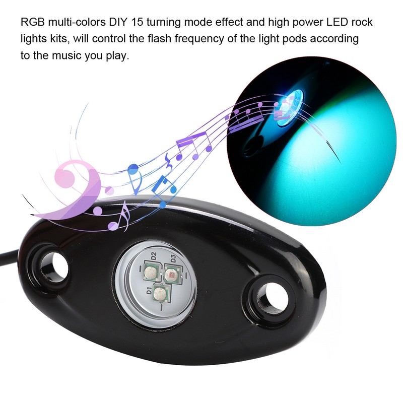 12V DC Universal RGB LED Bluetooth Waterproof Offroad Rock Light