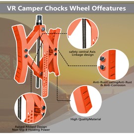 RVPNR RV Wheel Chock Stabilizer, Camper x chocks Travel Trailer, Tire chocks rv Trailer (2 Packs) with Ratchet, Socket Wrench and Password Locks (Red)