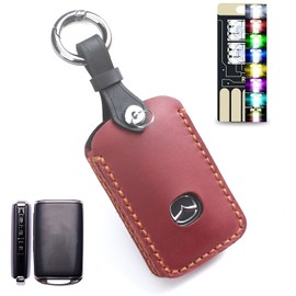 GeTor Key Case for Mazda, Smart Key Case, Key Cover, Genuine Leather, Mazda Dedicated Design, Key Holder (Red)
