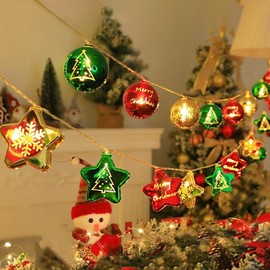 BUSYSIR 40LED Glowing Christmas Balls-20FT Battery Operated Christmas String Lights-Christmas Tree Balls Ornaments Holiday Hanging Decoration Supplies