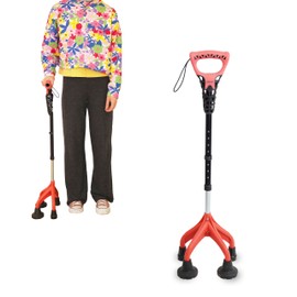 KMINA Quad Cane for Women and Men (Sturdy 3.3 lbs), 4 Prong Cane for Stability and Balance, Ergonomic Handle, Supports 350 lbs, Patented Design - Made in Europe