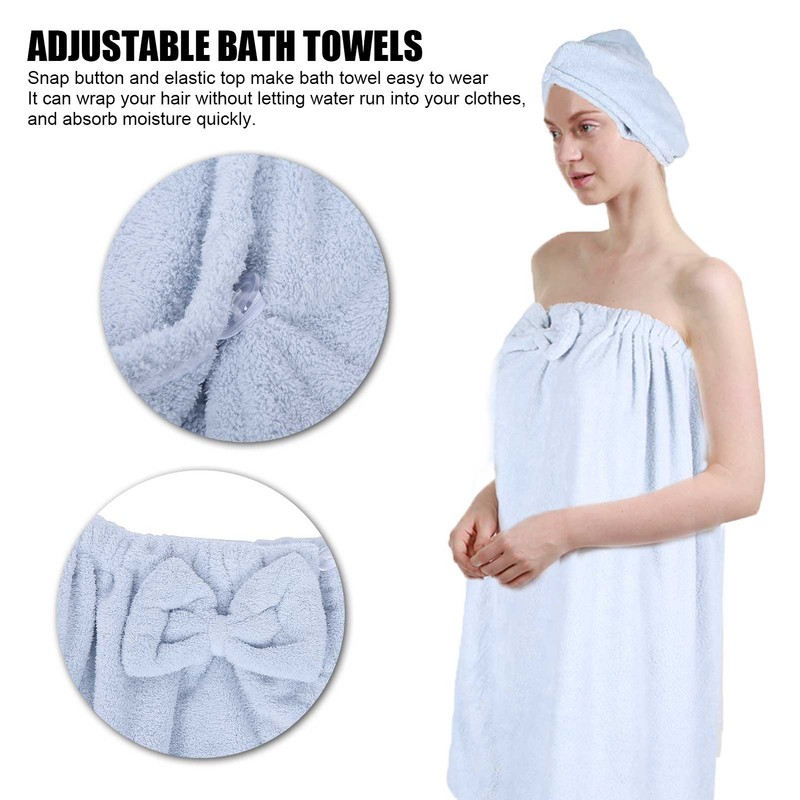Bath Towel Wrap Coral Fleece Spa Women Adjustable Shower Wrap