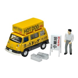 Tomica Limited Vintage 1/64 LV-201a Subaru Samber Light Van Hot Dog Shop Yellow/Black Figure Included, Finished Product 321446