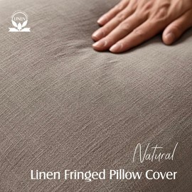 Foindtower Set of 2 Decorative Linen Fringe Throw Pillow Covers Boho Farmhouse Cushion Cover with Tassels Soft Accent Pillowcase for Couch Chair Sofa Bed Living Room Home Decor,20×20 Inch,Brown Tan