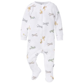 Gerber Baby Unisex 2-Pack 2-Way Zip Thermal Footed Sleep 'N Play, Airplanes, 0-3 Months