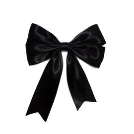 Super Shiny Ribbon Cheer Hair Bow- Alligator Clip (Black)