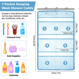 GliCraft 2 Pack 7 Pockets Mesh Shower Caddy Hanging Mesh Shower Organizer with Metal Loop Hangers Bathroom Bag for Soap Shampoo Loofah Cruise Ship Essentials (Green)