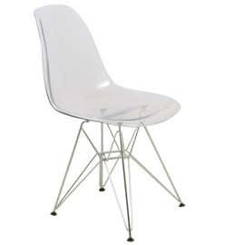 LeisureMod Carey Modern Eiffel Base Molded Dining Side Chair (Clear)
