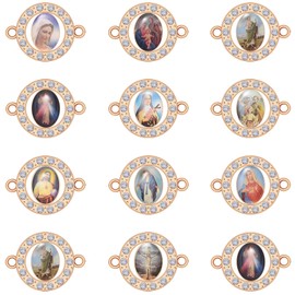 YionZian 36Pieces Metal Enamel Crystal Rhinestone Image La Virgen De Guadalupe Charms with Two Loops Religious Medal Connector Pendant for DIY Mexican Bracelets Necklace Earring Jewelry Making, Zinc,