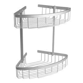 Tatay Double Bathroom Corner Basket Collection Ice, Made of Aluminum, Color Silver, Measures 30 x 22 x 33 cm