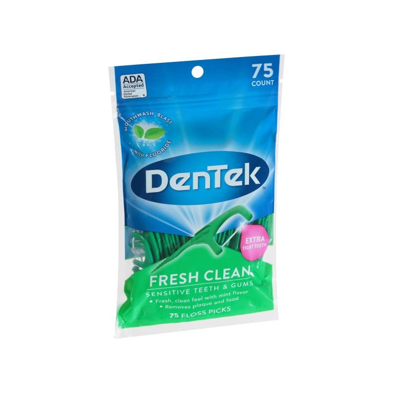 DenTek Fresh Clean Floss Picks, for Extra Tight Teeth, 75