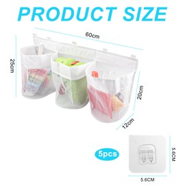 Comzantor Bath Toy Storage and Sorting, Mesh Bath Toy, Bath Organiser, Toy Mesh Bag, Bathroom Hanging Organiser, Storage Bag, Bath Toy Net (White)