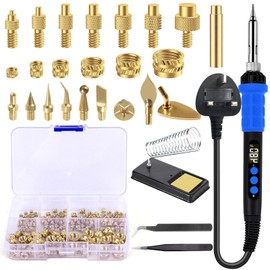 AOBOPLE Soldering Iron Tips for Threaded Inserts Set Include 90W LED Soldering Iron Kit 130PCS Threaded Inserts, 8PCS Soldering Tips for Threaded Inserts, 9PCS Pyrography Burning Tips