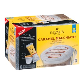 Gevalia 2-Step Caramel Macchiato K-Cup Espresso Pods and Froth Packets (36 Pods and Froth Packets, 6 Boxes of 6)