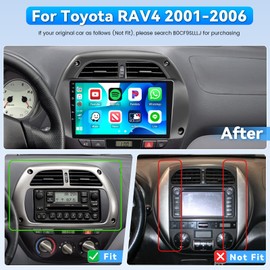 Car Stereo Radio for Toyota RAV4 2001 2002 2003 2004 2005 2006 with Wireless Carplay Android Auto, 4+64G 9 inch HD IPS Thouch Screen Bluetooth Radio with Bluetooth5.0 32EQ 1280 * 720P GPS WiFi
