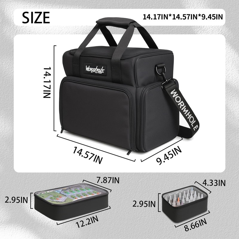Wormhole Tattoo Case Tattoo Backpack with 3 Inner Removable Pouches