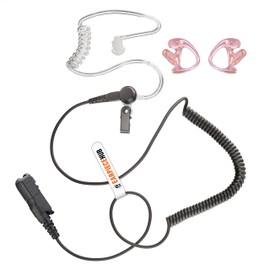 Listen Only Covert Earpiece with Earmoulds Compatible with Motorola Multi Pin DP2000, DP2400, DP2600, DEP550, DEP570, DP3441 Two Way Radio