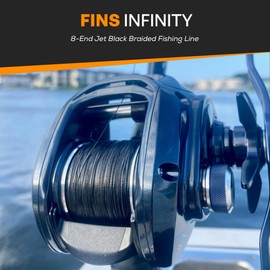 FINS Infinity Braid - USA Made - Silky Smooth 8-End Jet Black Braided Fishing Line for Superior Casting and Quiet Performance in Guides - 300 Yds - 65 lb