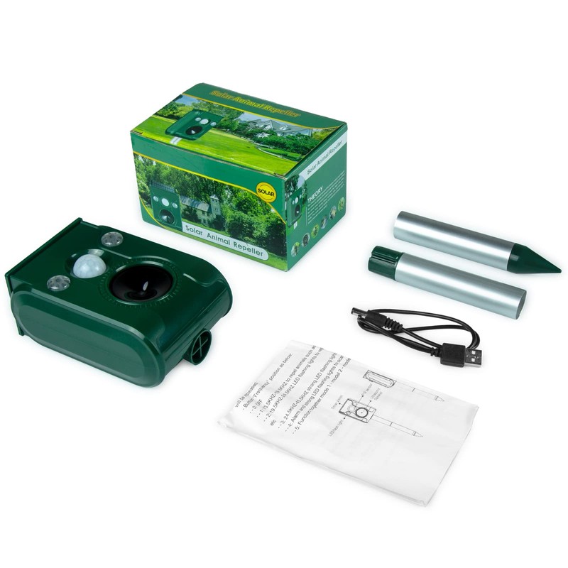 Solar Animal Repeller. Ultrasonic Animal Repellent. with Flashing LED Light