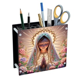 DCIDBEI Diamond Painting Schreibtischorganizer 13x12cm Diamant Painting Bilder Stiftehalter Stifteköche Stifthalte Schreibtisch Organizer Multifunktions Organisator Engel Unsere Liebe Frau