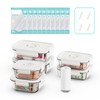 Domsanistor Vacuum Seal Glass Food Storage Containers, 6pcs Containerswith 10pcs