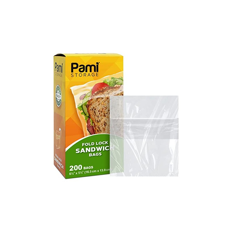 PAMI Bolsa para Sándwich con Tapa Plegable [200 Piezas] -