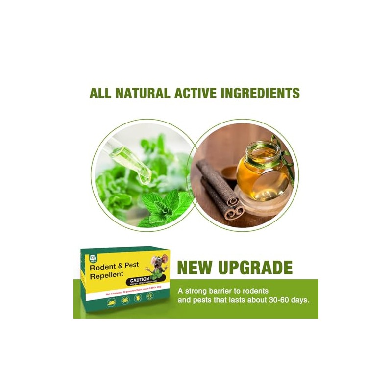 30PCS Rodent Deterrent Pouches, Plant-Based Ingredients, Ideal for Home Use