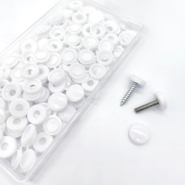 100pcs White Screw Caps Hinged Screw Cover Caps Screw Protection Screw Caps Fold Screw Snap Covers Washer Flip Tops with Storage Box for Covering M4 Screw Heads