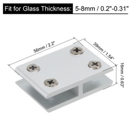 uxcell 180 Degree Glass Clamp, for 5-8mm Thick Adjustable Double Side Glass Shelf Support Bracket Aluminum Alloy Glass Clip Clamp Holder, Silver Tone