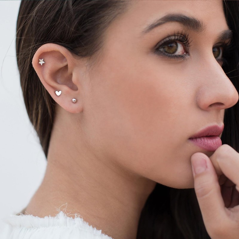 Silver Small Studs Earrings Set, ASH'S CHOICE 925 Sterling Silver