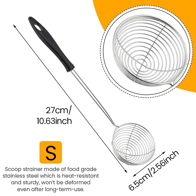 Stainless Steel Spider Strainer Spoon, Non-Stick Cooking Pasta Scoop Bean