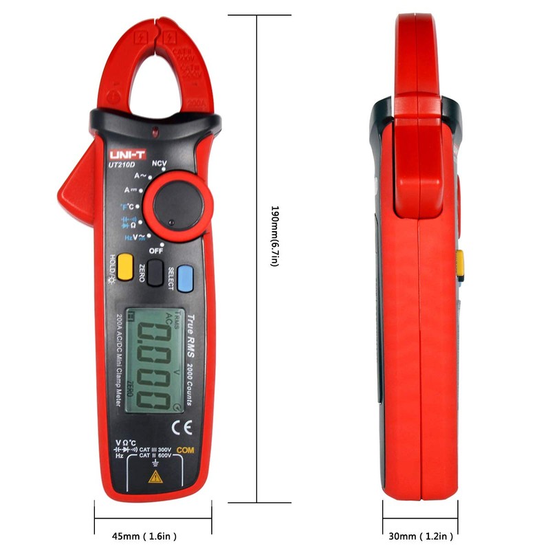 UNI-T - Pinza amperimétrica digital UT210D de resistencia a voltaje