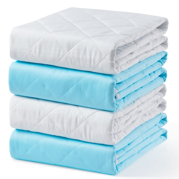 KANECH Waterproof Pads Washable, 18"x26" ( Pack of 4),Heavy Absorbency Crib Waterproof Mattress Pad , Washable Incontinence Bed Pads for Adults, Elderly and Pets