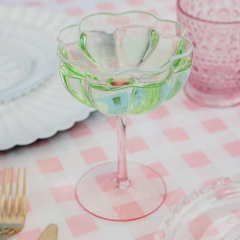 Lilly Pulitzer Unique Ridged Cocktail Glasses, Multicolor Glassware for Serving