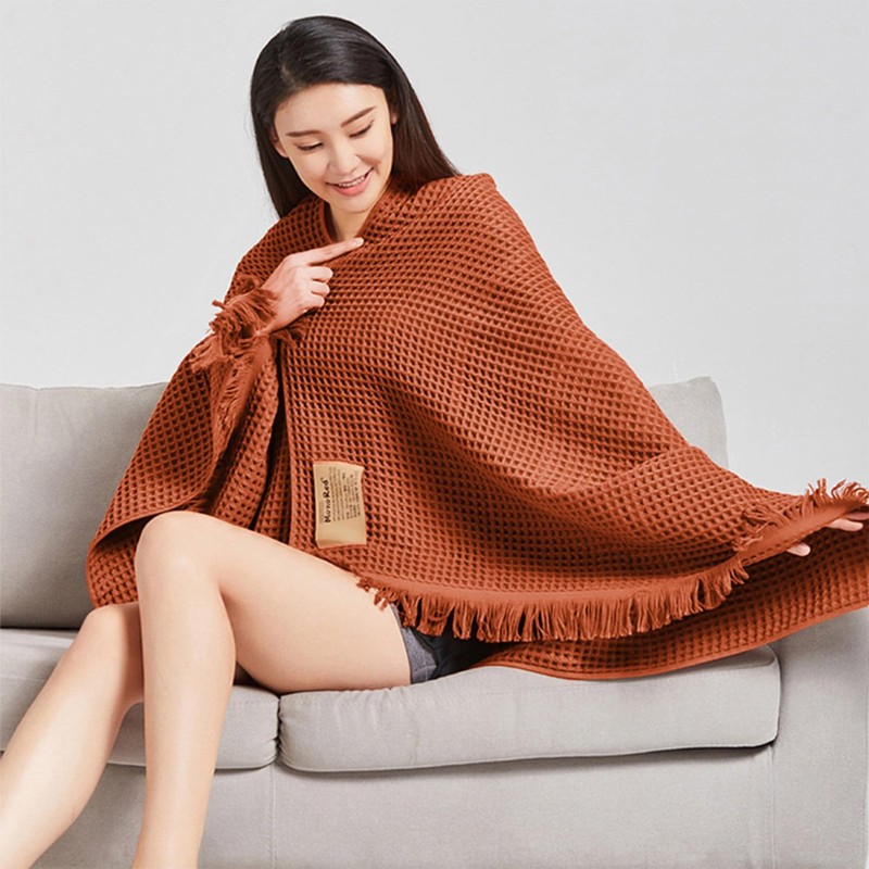 Jamron Pure Cotton Waffle Bath Towel Quick Dry Soft 180x90cm