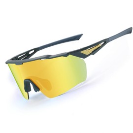 DUCO 0038 Men's Sports Sunglasses, Polarized Sunglasses, For Sports, UV400, UV Protection, Bicycle, Baseball, Tennis, Driving, Running, Fishing, Golf, Marathon, Skiing, green-yellow