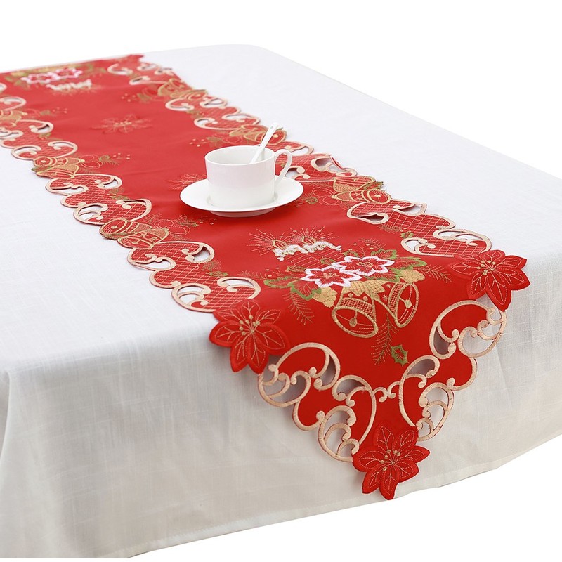 Grelucgo Embroidered Christmas Holiday Dining Table Runners (15 X 68