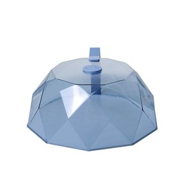 Geometric Microwave Splatter Cover Food Plate Lid with Steam Vents Handle Dustproof for Tray Pan Bowl Blue