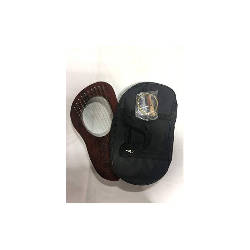 Lyre Harp 10 String Solid Wood Handmade Dragon Carved