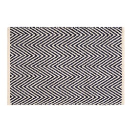 THE BEER VALLEY Chevron Hand Woven Rug, 2'x3' - Navy Blue, Small Accent Rugs for Kitchen, Bedroom, Office | Farmhouse Reversible Mat for Entryway, Patio, Washable Bathroom Rugs - 24x36 Inches