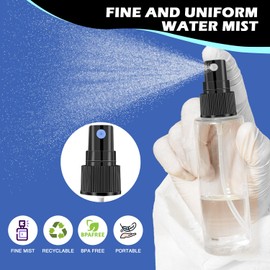 DupakSYS 5 Pack 2oz/55ml Plastic Spray Bottles Mini Travel Spray Bottle with Black Cap Empty Fine Mist Spray Bottles Refillable Liquid Container for Perfumes Travel Makeup