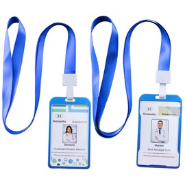 Sormasha Porta Gafete, Aleación de Aluminio Vertical Doble Vista 2 Micas Acrílicas Removibles, Acollador 1.5 Ext. Clip. Mod SOAL-9276. Azul