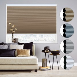 Homebox Cordless 100% Blackout Cellular Shades for Home,Shades for Indoor Windows, Honeycomb Blinds 48" W x 72" H Brown