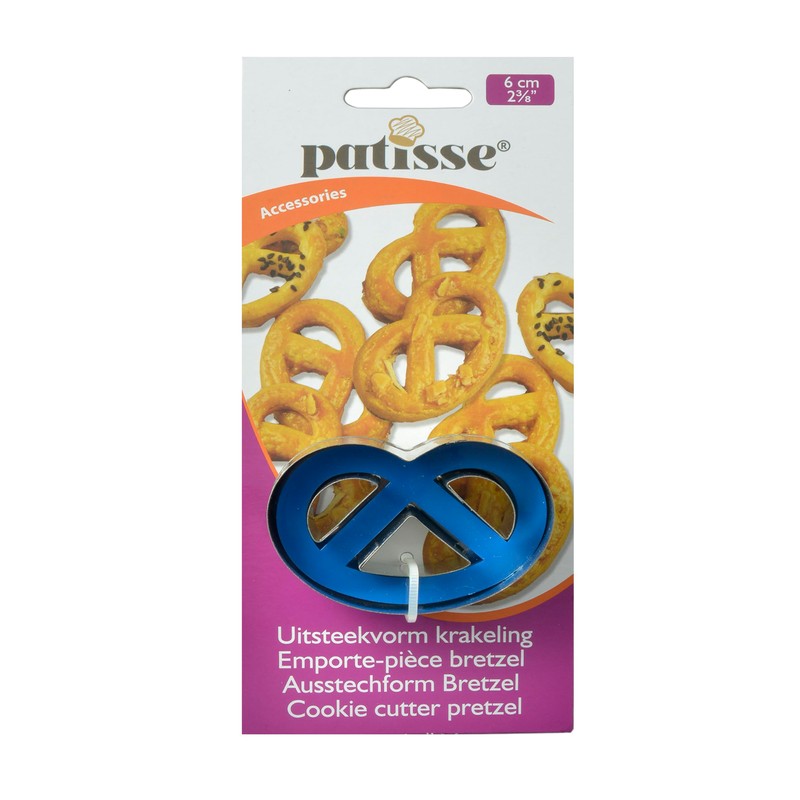 Patisse Cookie Plunger Cutter Pretzel 6 cm, Tin, Multi Colour,