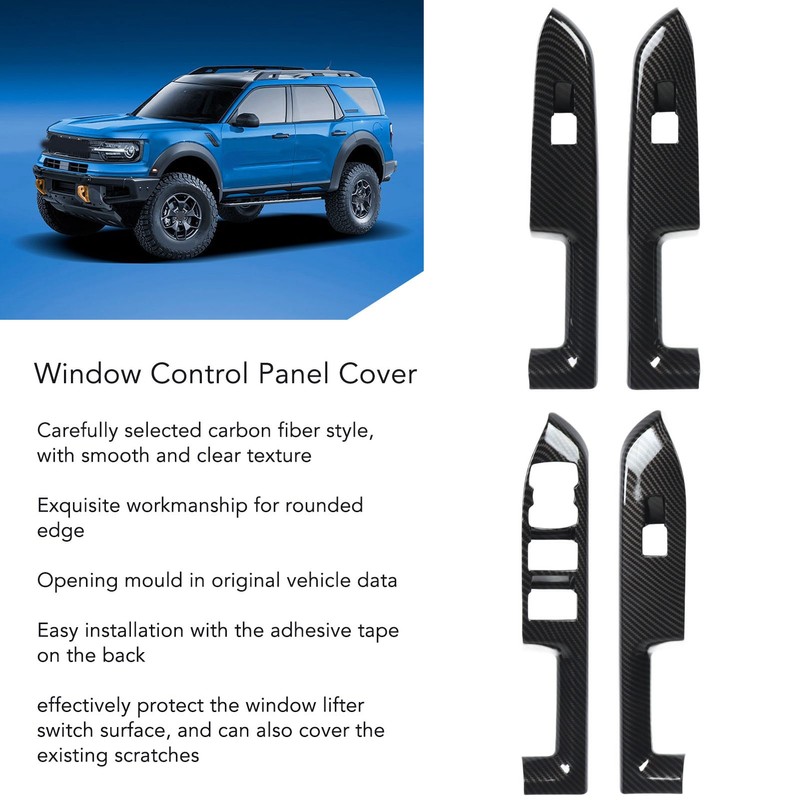 4 Pcs Door Window Control Panel Cover Carbon Fiber Style