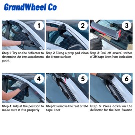 Window Deflectors Smoke Tinted Tape-On Side Window Vent Visor Deflectors Rain Guards Compatible with Toyota Grand Highlander 2024-2026 - 6 pcs. GW0809