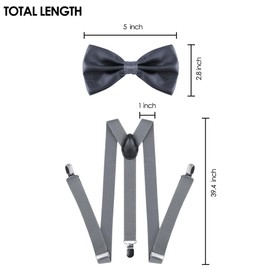 WOTOW 1920s Men’s Costumes, Roaring 20s Gatsby Gangster Costumes Accessories for Men with Gangster Hat Bow Tie Black Tie Suspender Mustaches Sleeve Clips Pocket Watch,Grey